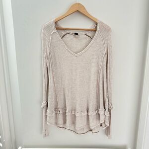 Free People We The Free Knit Top Sweater Oversized Beige Neutral Boho XS